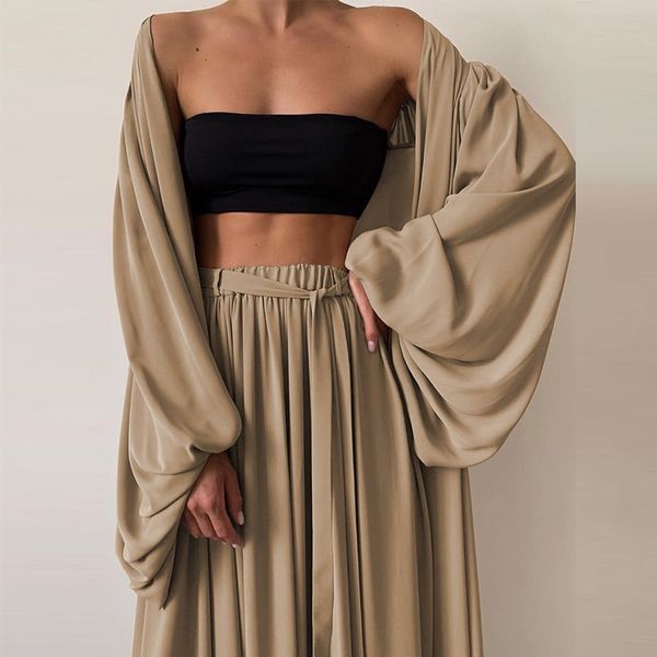 women 3 piece sets homewear fashion casual lantern sleeve cardigan +wide leg pants suits lady spring soft three piece outfit, Black;red
women 3 piece sets homewear fashion casual lantern sleeve cardigan +wide leg pants suits lady spring soft three piece outfit, Black;red