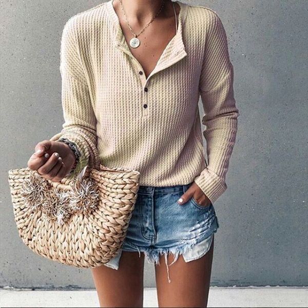 casual knitted solid long sleeve t shirt women v neck button pullover female slim t-shirt autumn tees plus size 210412, White
casual knitted solid long sleeve t shirt women v neck button pullover female slim t-shirt autumn tees plus size 210412, White