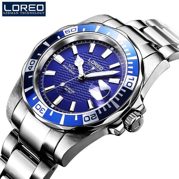 20bar diving mens watches loreo stainless steel wristwatches man mechanical sapphire crystal luminous clock, Slivery;brown
20bar diving mens watches loreo stainless steel wristwatches man mechanical sapphire crystal luminous clock, Slivery;brown