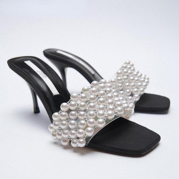 slippers women sandals england fashion man-made pearl decorate stiletto mules heel shoes woman, Black
slippers women sandals england fashion man-made pearl decorate stiletto mules heel shoes woman, Black