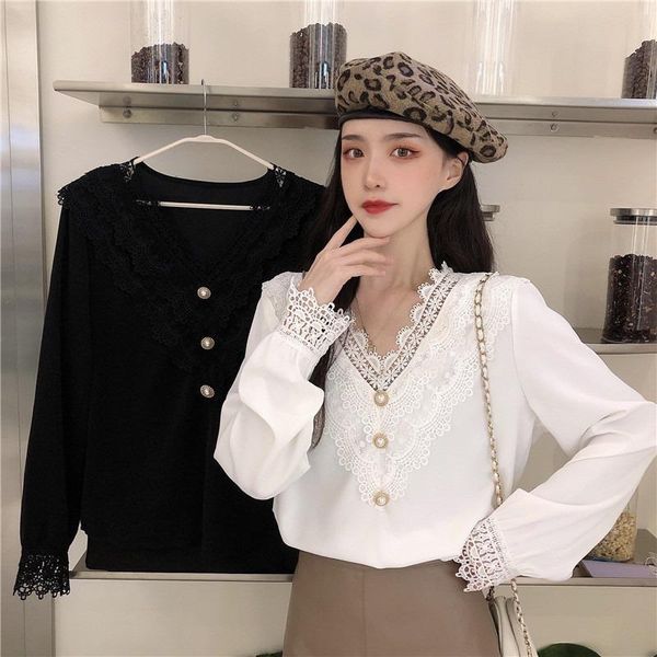 autumn korean women's clothing v-neck lace patchwork chiffon blouse female fashion brand casual long sleeve shirts ladies blouses &, White
autumn korean women's clothing v-neck lace patchwork chiffon blouse female fashion brand casual long sleeve shirts ladies blouses &, White