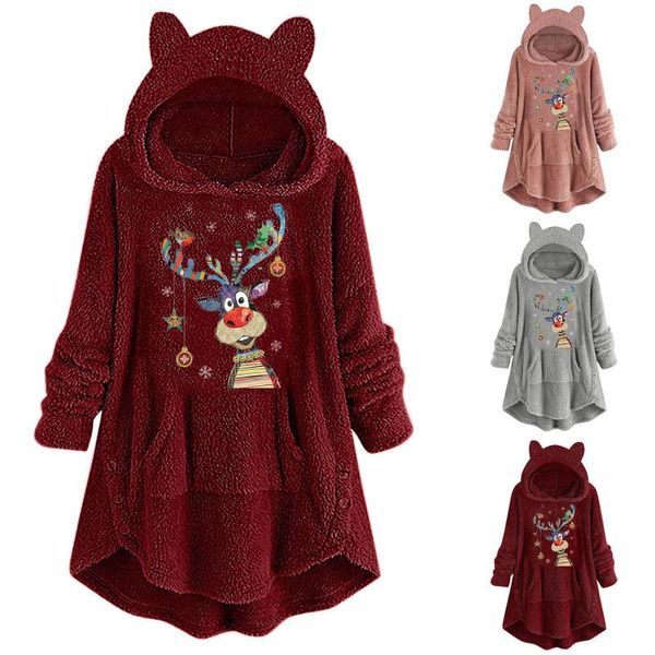 women's jackets warm thickened christmas overcoat plush coat long sleeve artistic deer print hoodie pullover jacket with pocket, Black;brown
women's jackets warm thickened christmas overcoat plush coat long sleeve artistic deer print hoodie pullover jacket with pocket, Black;brown