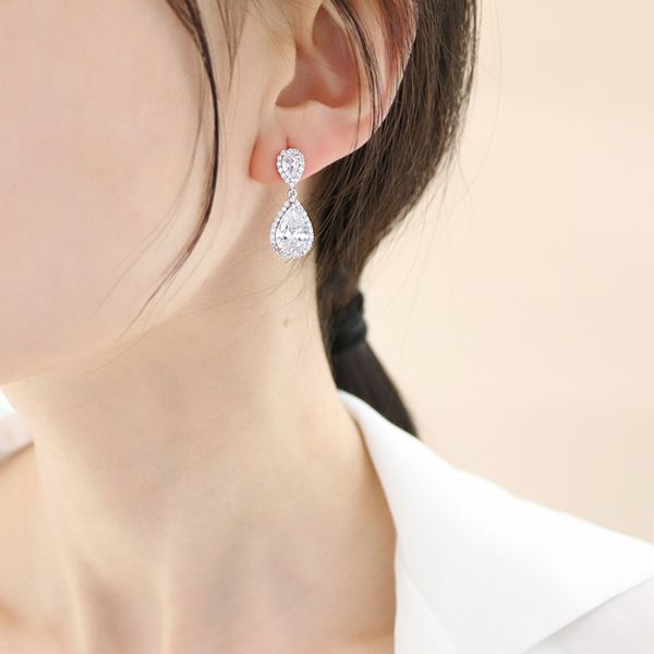 bridal water drop dangle earrings for wedding party jewellery cz stone women teardrop designer earings bijoux gift, Silver
bridal water drop dangle earrings for wedding party jewellery cz stone women teardrop designer earings bijoux gift, Silver