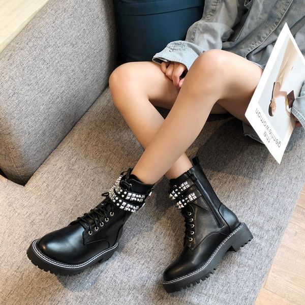 boots winter platform gothic women round toe buckle high heel fashion plus size square heels shoes zapatos de mujer ljb256, Black 
boots winter platform gothic women round toe buckle high heel fashion plus size square heels shoes zapatos de mujer ljb256, Black