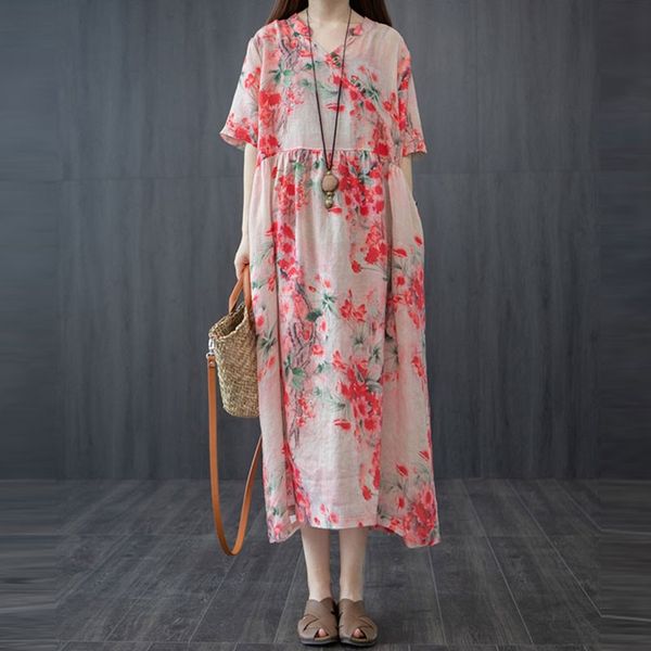 women cotton linen loose casual dress new arrival 2021 summer vintage style v-neck floral print female long dresses s3300, Black;gray
women cotton linen loose casual dress new arrival 2021 summer vintage style v-neck floral print female long dresses s3300, Black;gray