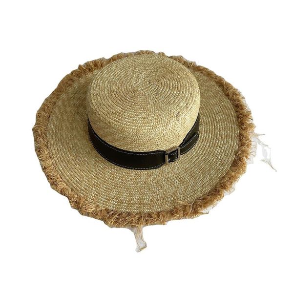 wide brim hats aaby 2021 summer wheal-straw for women pu belt raffia rough selvedge beach sun flat hat vacation, Blue;gray
wide brim hats aaby 2021 summer wheal-straw for women pu belt raffia rough selvedge beach sun flat hat vacation, Blue;gray