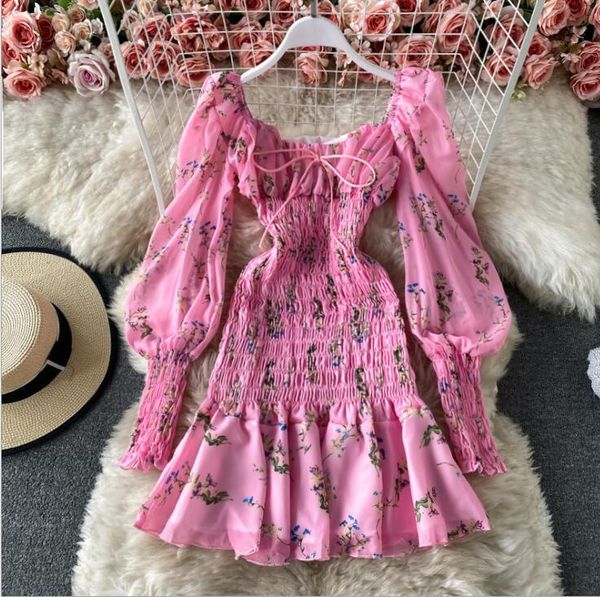 women high waist pleated floral printed dresses 2021 new summer short sleeve chiffon dress female backless 080201, White;black
women high waist pleated floral printed dresses 2021 new summer short sleeve chiffon dress female backless 080201, White;black