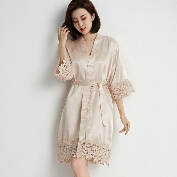 lace nightgown wedding makeup bridesmaid dress women pajamas group bathrobe kimono imitation silk cardigan female dressgown women's sle, Black;red
lace nightgown wedding makeup bridesmaid dress women pajamas group bathrobe kimono imitation silk cardigan female dressgown women's sle, Black;red