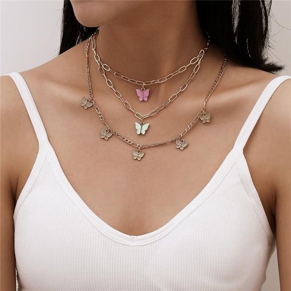 chains fresh temperament multi-layer cross clavicle chain women's classic simple and fashionable multi-color butterfly necklace jewelry, Silver
chains fresh temperament multi-layer cross clavicle chain women's classic simple and fashionable multi-color butterfly necklace jewelry, Silver