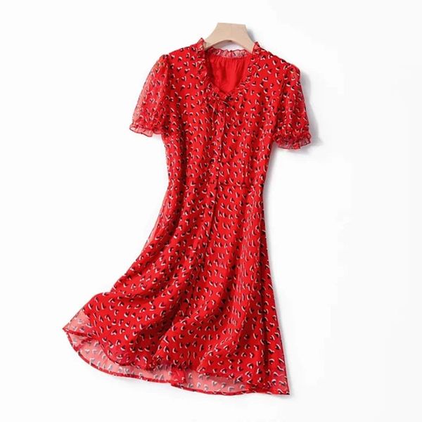 dress red lace-up dress women short sleeve heart printing ladies robes, Black;gray
dress red lace-up dress women short sleeve heart printing ladies robes, Black;gray