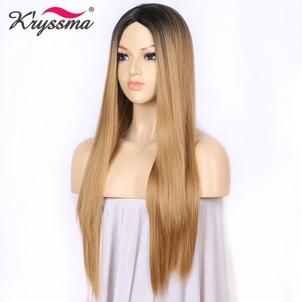 kryssma synthetic wig brown ombre wig blonde long straight wigs for women black roots middle part 130% density heat resistant
kryssma synthetic wig brown ombre wig blonde long straight wigs for women black roots middle part 130% density heat resistant