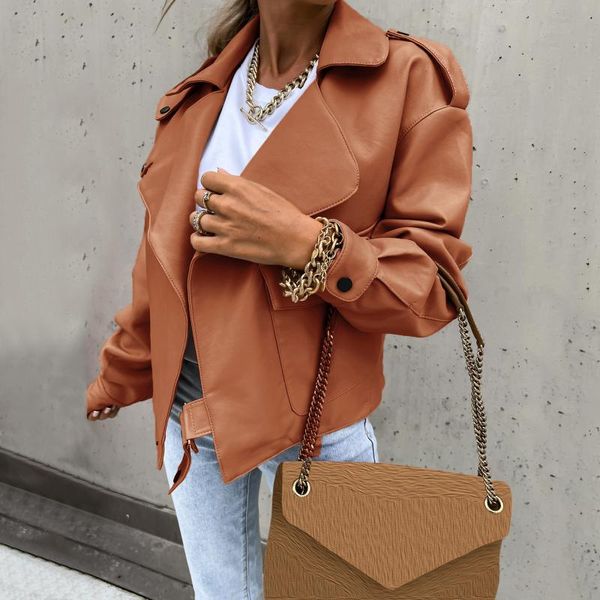 women's jackets 2021 women autumn/winter jacket coat leather long-sleeved lace-up pocket button short roupas femininas in stock, Black;brown
women's jackets 2021 women autumn/winter jacket coat leather long-sleeved lace-up pocket button short roupas femininas in stock, Black;brown