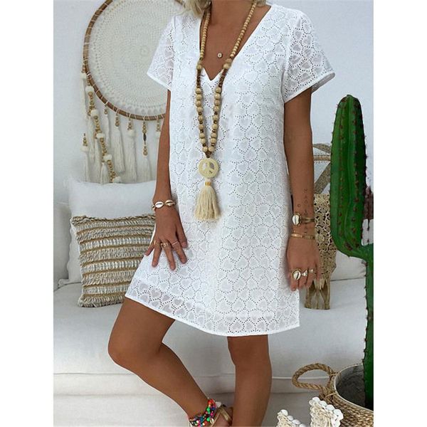 casual dresses lace women dress short sleeve deep v-neck loose mini hallow out party elegant summer solid color women's, Black;gray
casual dresses lace women dress short sleeve deep v-neck loose mini hallow out party elegant summer solid color women's, Black;gray