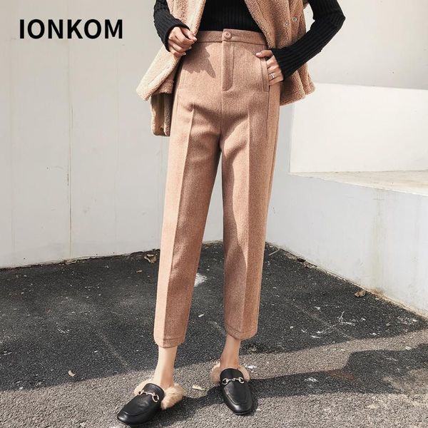 women's pants & capris ionkom elegant office lady mid waist harem autumn carrot casual ankle length trousers women slant pocket femme, Black;white
women's pants & capris ionkom elegant office lady mid waist harem autumn carrot casual ankle length trousers women slant pocket femme, Black;white