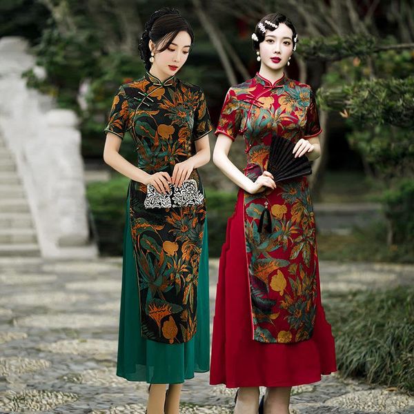 spring summer slim aodai qipao female elegant mandarin collar long cheongsam vintage print traditional chinese a-line dress ethnic clothing, Red
spring summer slim aodai qipao female elegant mandarin collar long cheongsam vintage print traditional chinese a-line dress ethnic clothing, Red