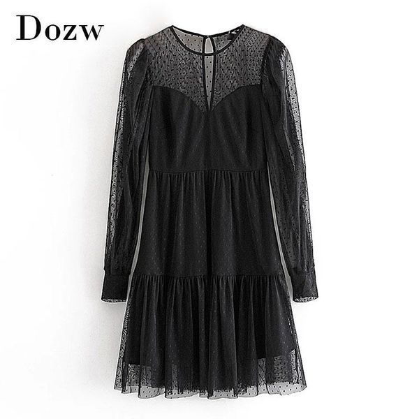 casual dresses women lace mesh patchwork black mini dress o neck polka dot party puff long sleeve ruffle chic robe, Black;gray
casual dresses women lace mesh patchwork black mini dress o neck polka dot party puff long sleeve ruffle chic robe, Black;gray