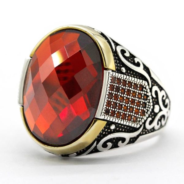 cluster rings real 925 sterling silver vintage men ring with big red cubic zircon stone punk male turkish handmade precious jewelry gift, Golden;silver
cluster rings real 925 sterling silver vintage men ring with big red cubic zircon stone punk male turkish handmade precious jewelry gift, Golden;silver