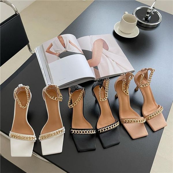 dress shoes 2021 arrivals square open toe women sandals metal chain ankle strap thin high heels party pumps woman size 35-39, Black
dress shoes 2021 arrivals square open toe women sandals metal chain ankle strap thin high heels party pumps woman size 35-39, Black