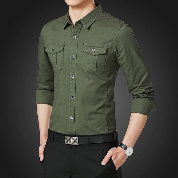 men's casual shirts spring shirt men oversized male solid color pockets tooling slim clothing blouses o180, White;black
men's casual shirts spring shirt men oversized male solid color pockets tooling slim clothing blouses o180, White;black