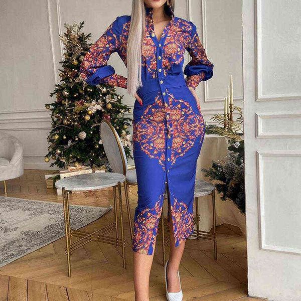 women fashion pattern print mid length dress elegant stand collar single breasted dress casual slim long sleeve split dress y1204, Black;gray
women fashion pattern print mid length dress elegant stand collar single breasted dress casual slim long sleeve split dress y1204, Black;gray