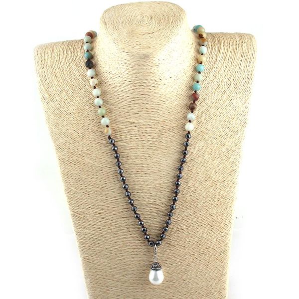 pendant necklaces fashion 8mm natural amazonite stone knotted hematite beads pearl pave women ethnic necklace, Silver
pendant necklaces fashion 8mm natural amazonite stone knotted hematite beads pearl pave women ethnic necklace, Silver