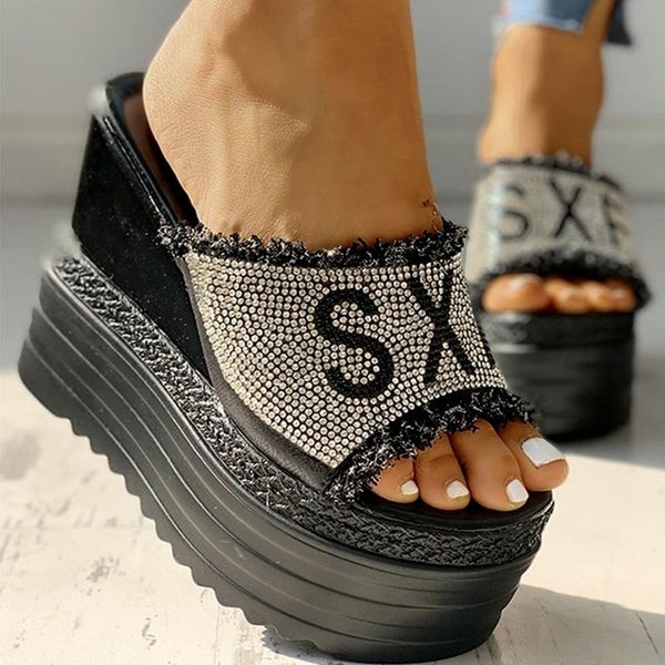sandals 2021 summer women's shiny rhinestone fish mouth thick-soled wedges open-toe casual shoes slippers, Black
sandals 2021 summer women's shiny rhinestone fish mouth thick-soled wedges open-toe casual shoes slippers, Black