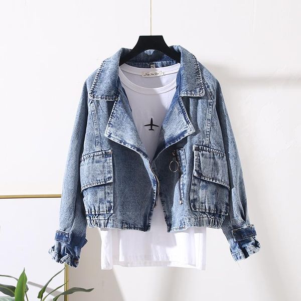 women's jackets spring autumn vintage zipper frayed solid big pocket denim jacket women korean plus size casual short jeans ropa de muj, Black;brown
women's jackets spring autumn vintage zipper frayed solid big pocket denim jacket women korean plus size casual short jeans ropa de muj, Black;brown