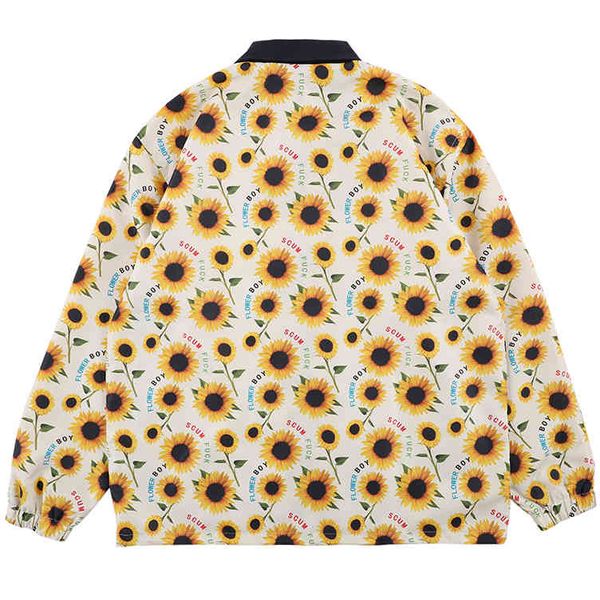 men's casual shirts jacket sun flower boy ture-down collar bomber female jackets outerwear, White;black
men's casual shirts jacket sun flower boy ture-down collar bomber female jackets outerwear, White;black