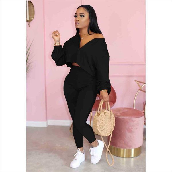 style set autumn fashiona womenpant solid color long sleeve v neck short casual pants, White
style set autumn fashiona womenpant solid color long sleeve v neck short casual pants, White