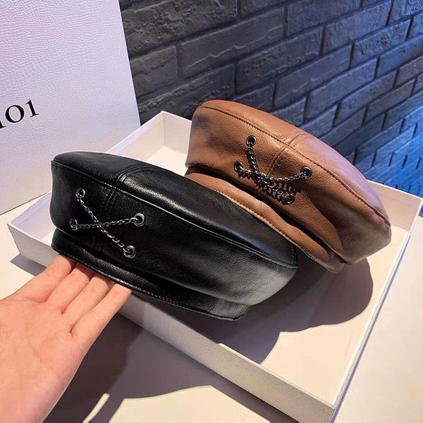 berets european american street fashion pu leather beret for women retro chain painter hat autumn winter pumpkin octagonal, Blue;gray
berets european american street fashion pu leather beret for women retro chain painter hat autumn winter pumpkin octagonal, Blue;gray