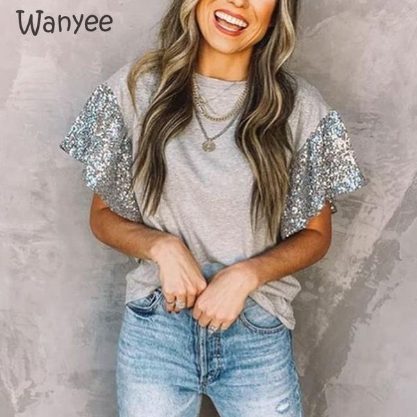 women's t-shirt women summer splicing o neck female pullover lady office clothes contrast color stitching sequins short-sleeve, White
women's t-shirt women summer splicing o neck female pullover lady office clothes contrast color stitching sequins short-sleeve, White