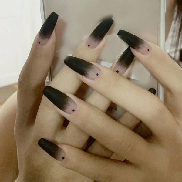 false nails 24pcs press on coffin european dark black gradient matte fake diy acrylic nail decoration ballerina tips, Red;gold
false nails 24pcs press on coffin european dark black gradient matte fake diy acrylic nail decoration ballerina tips, Red;gold