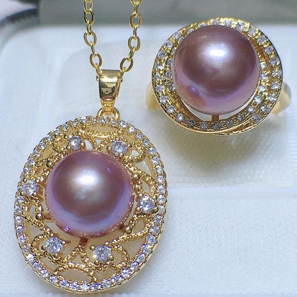 earrings & necklace habitoo stunning 10-11mm purple round pearl oval shape cubic zirco pendant adjustable ring jewelry set for women gifts, Silver
earrings & necklace habitoo stunning 10-11mm purple round pearl oval shape cubic zirco pendant adjustable ring jewelry set for women gifts, Silver