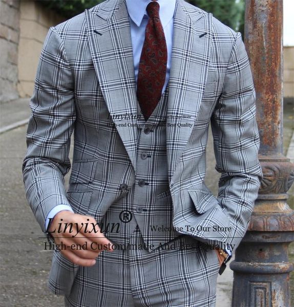 men's suits & blazers classic grey plaid men for wedding slim fit traje hombre business male blazer 3 pieces set costume homme jacket+v, White;black
men's suits & blazers classic grey plaid men for wedding slim fit traje hombre business male blazer 3 pieces set costume homme jacket+v, White;black