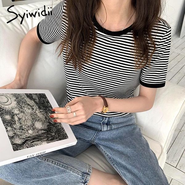 syiwidii striped t shirt for women style home o neck short sleeve korean fashion summer tshirts casual black hit colors women's t-shir, White
syiwidii striped t shirt for women style home o neck short sleeve korean fashion summer tshirts casual black hit colors women's t-shir, White