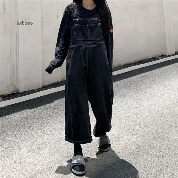 women denim jumpsuit japanese vintage loose black oversized wide leg overalls for women's pants & capris, Black;white
women denim jumpsuit japanese vintage loose black oversized wide leg overalls for women's pants & capris, Black;white