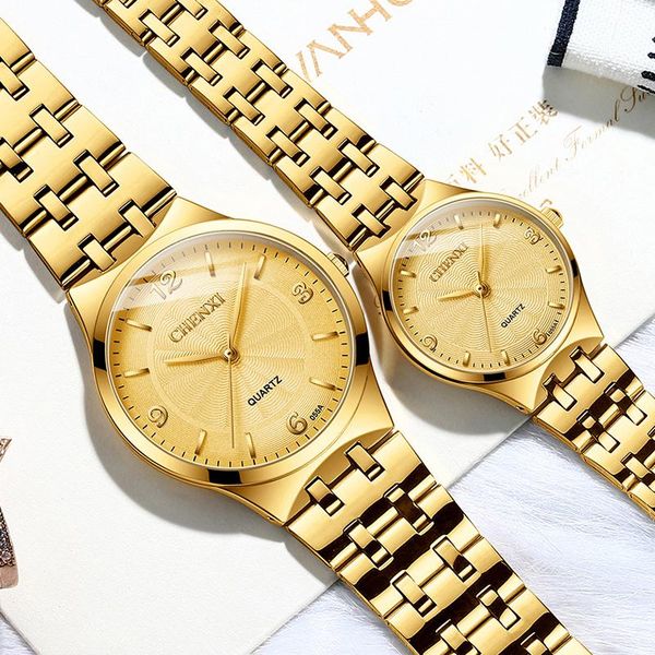 wristwatches chenxi golden paired watches for men and women stainless steel fashion lover business gold men's watch & women's, Slivery;brown
wristwatches chenxi golden paired watches for men and women stainless steel fashion lover business gold men's watch & women's, Slivery;brown