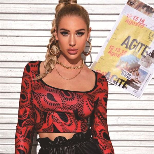 women's t-shirt t shirt women high street long sleeve u-neck ladies streetwear stylish print exposed navel crop for clubwear, White
women's t-shirt t shirt women high street long sleeve u-neck ladies streetwear stylish print exposed navel crop for clubwear, White