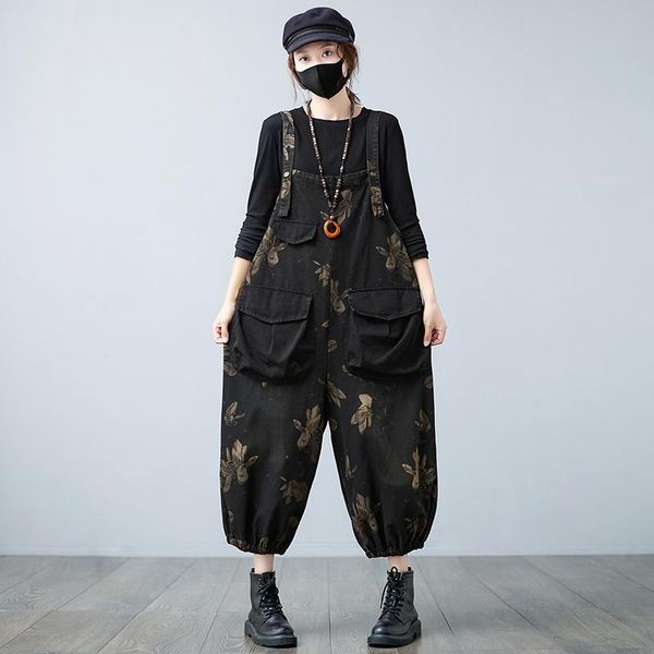 women's jeans fairynatural black denim overalls fall female flower print cotton pants women harajuku loose bloomer retro trousers casua, Blue
women's jeans fairynatural black denim overalls fall female flower print cotton pants women harajuku loose bloomer retro trousers casua, Blue