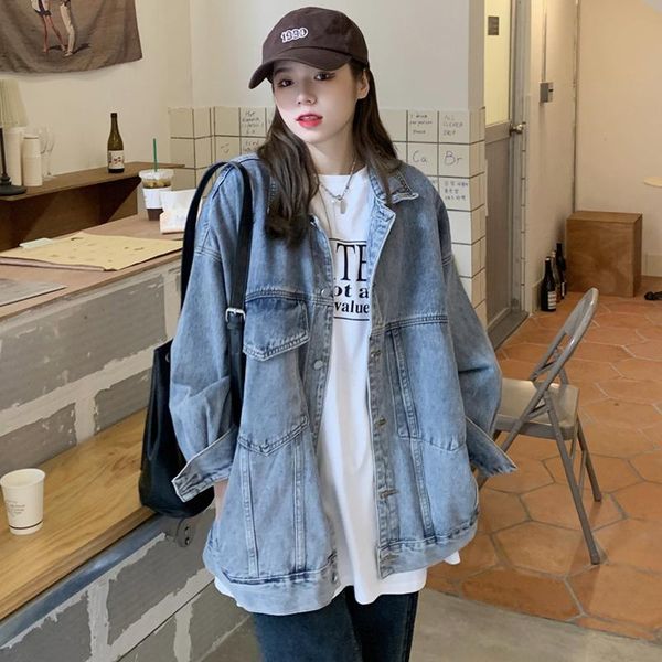 women's jackets thin american long sleeve denim jacket spring 2021 versatile loose bf medium length top, Black;brown
women's jackets thin american long sleeve denim jacket spring 2021 versatile loose bf medium length top, Black;brown