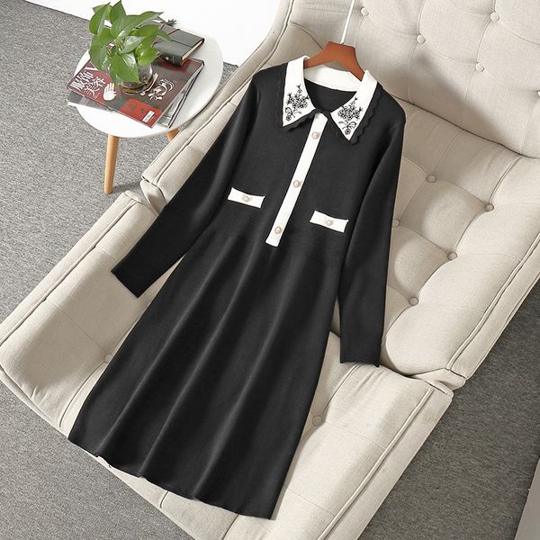 casual dresses spring long sleeve lapel neck black contrast color knitted embroidery panelled mid-calf dress elegant nd182012172 g4dq, Black;gray
casual dresses spring long sleeve lapel neck black contrast color knitted embroidery panelled mid-calf dress elegant nd182012172 g4dq, Black;gray