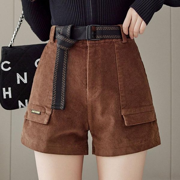 women's shorts autumn and winter corduroy women simple wide leg boots high waist stretch, White;black
women's shorts autumn and winter corduroy women simple wide leg boots high waist stretch, White;black