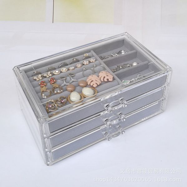 three puffs cosmetics jewelry necklace finishing earring ring display rack flannel tray storage box, Silver
three puffs cosmetics jewelry necklace finishing earring ring display rack flannel tray storage box, Silver