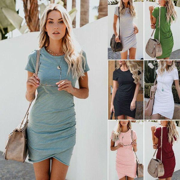 fashion asymmetric bodycon short sleeve crew neck holiday tight dresses ladies summer party casual solid color mini dress, Black;gray
fashion asymmetric bodycon short sleeve crew neck holiday tight dresses ladies summer party casual solid color mini dress, Black;gray