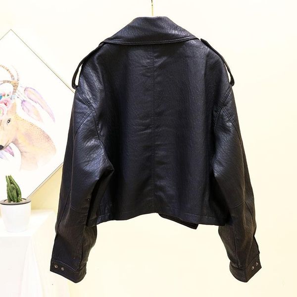 women's leather & faux black short loose pu jacket autumn winter soft street casual outwear ladies biker ramoneska vgjs
women's leather & faux black short loose pu jacket autumn winter soft street casual outwear ladies biker ramoneska vgjs