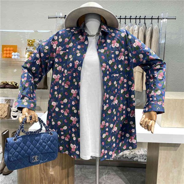 blouses nicho original design denim single-breasted lapel-breasted floral shirt, White
blouses nicho original design denim single-breasted lapel-breasted floral shirt, White
