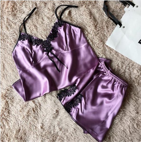 women womens sleepwears lace pajamas sets 2pcs sleepwear satin silk soild color nightgown set ladies fashion summer nightwear sale, Black;red
women womens sleepwears lace pajamas sets 2pcs sleepwear satin silk soild color nightgown set ladies fashion summer nightwear sale, Black;red