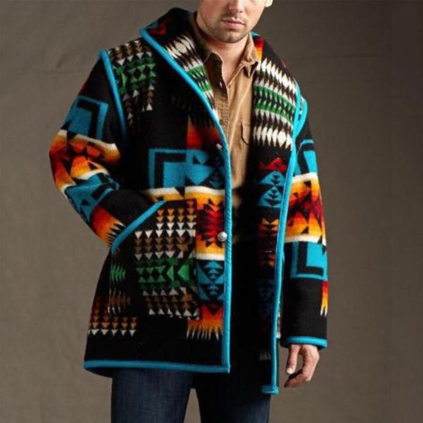 men's wool & blends autumn casual men ethnic coat geometric print button overcoat slim cardigan short oversize jumper knitted fashion h, Black
men's wool & blends autumn casual men ethnic coat geometric print button overcoat slim cardigan short oversize jumper knitted fashion h, Black