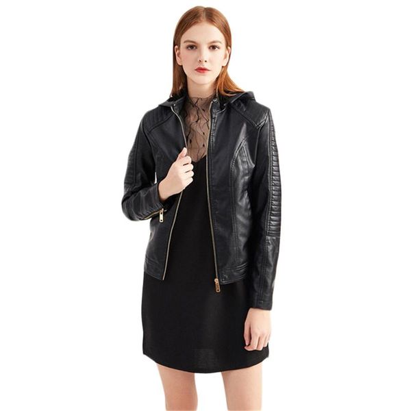 women's leather & faux coat women short slim 2021 winter fashion plus velvet thick warmth casual removable hooded jackets feminina ld15, Black
women's leather & faux coat women short slim 2021 winter fashion plus velvet thick warmth casual removable hooded jackets feminina ld15, Black