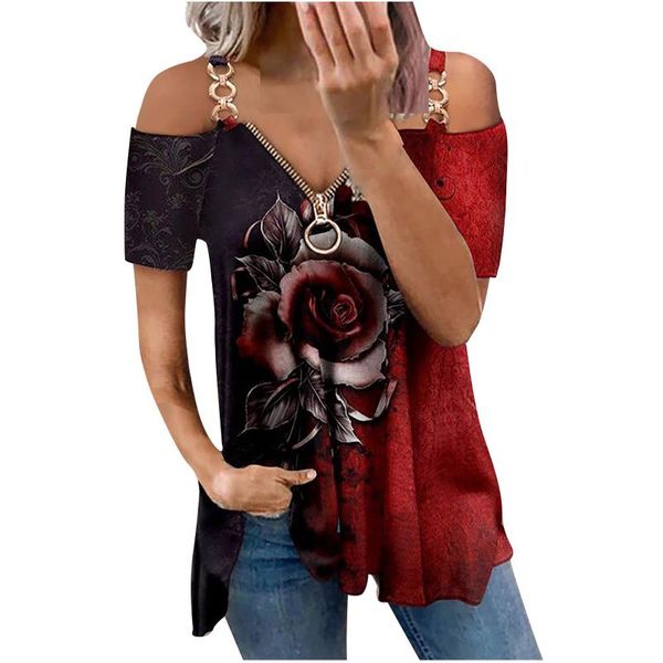 women's t-shirt strapless loose summer v-neck 3d rose stitching color short-sleeved plus size clothing, White
women's t-shirt strapless loose summer v-neck 3d rose stitching color short-sleeved plus size clothing, White